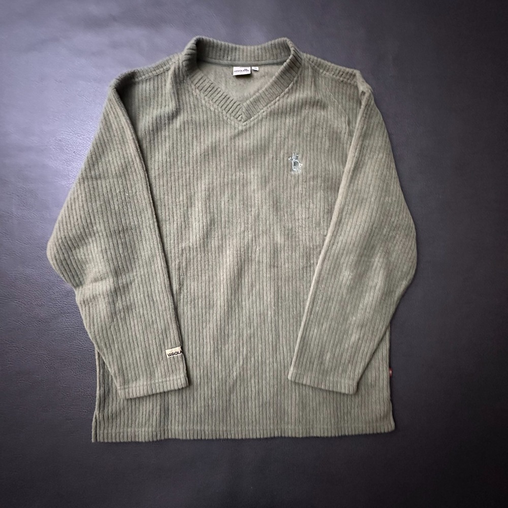 Vtg Y2k Legoland Sweater Mens Medium Green Ribbed Lego Pullover Official Merch
